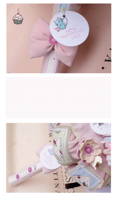Lumanare de botez shabby chic pentru fetite, 65x4cm, Ceai cu jucarii 7